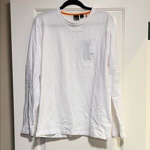 Boss White Long Sleeve Tee embroidered logo